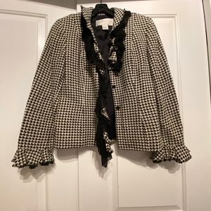 Doncaster Black and White Houndstooth Silk Dressy Jacket